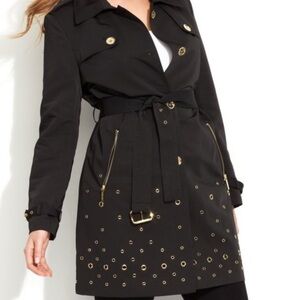 Michael Kors Black Trench Coat with Gold Accents Sz L - NWT  (make an offer)